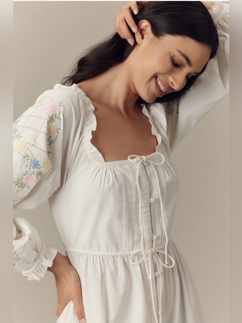 Damson Madder White Embroidered Organic Cotton Maxi Dress